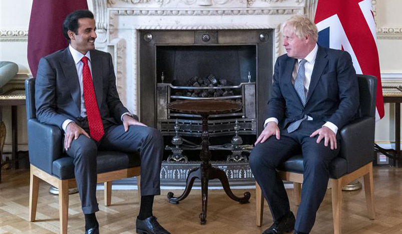 HH the Amir with UK Prime Minister Boris Johnson